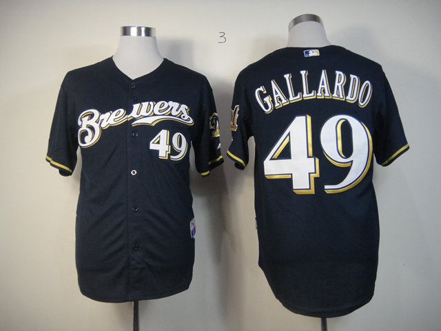 Men Milwaukee Brewers 49 Gallardo Blue MLB Jerseys